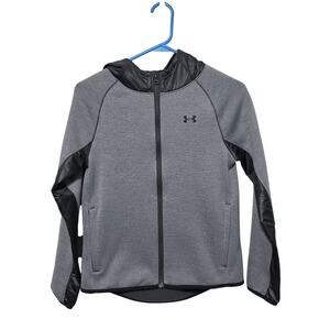 Under Armour Storm Full-Zip Hooded Cold Gear Jacket Girl's Size M Gray/Black